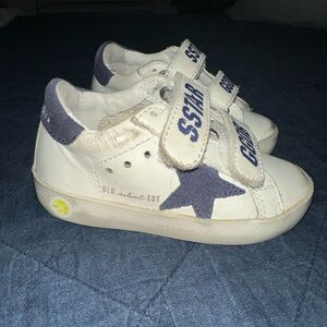 Golden Goose Toddler White and Navy Star Sneakers